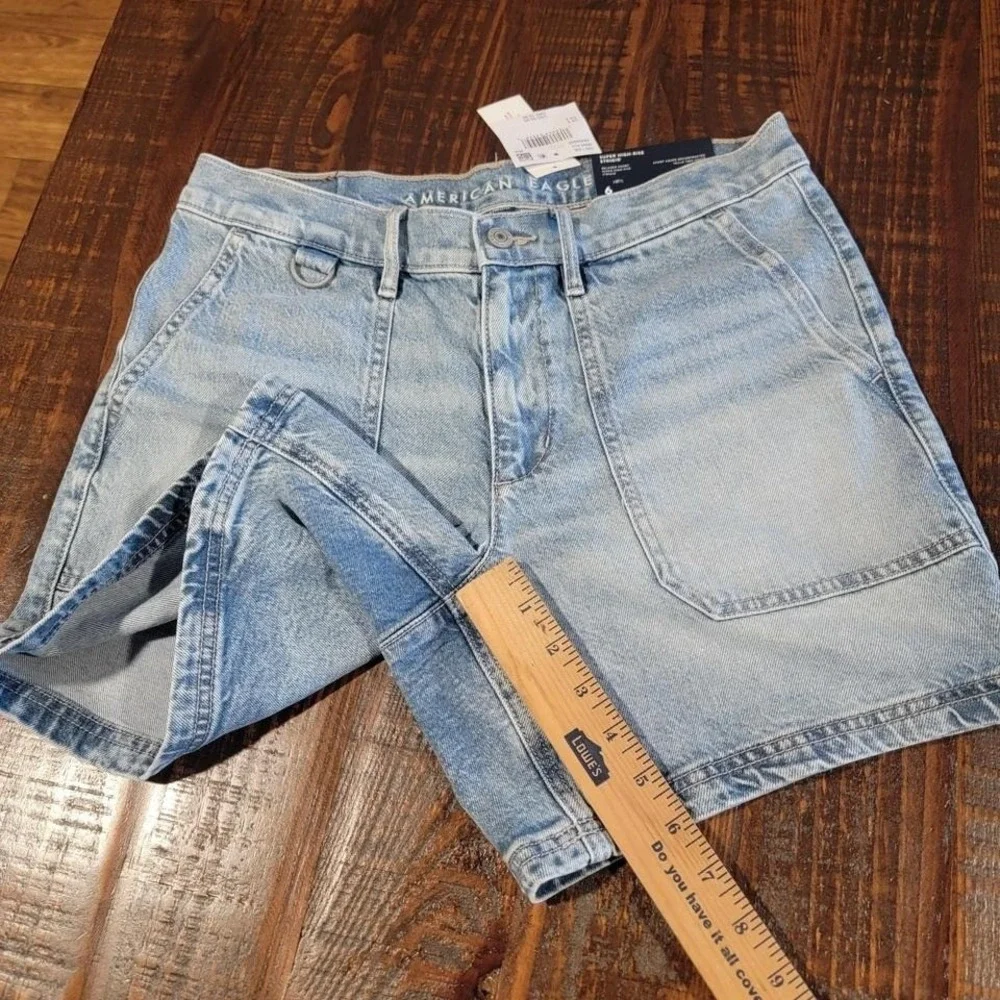New American Eagle relaxed strigid shorts super high rise‎ size 6/28 womens new - Picture 4 of 7